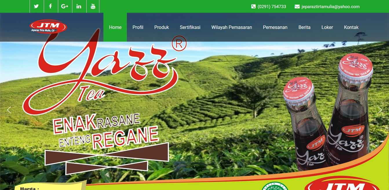 Website Company Profile dan Pemesanan Online - Yazz Tea Teh Botol Jepara
